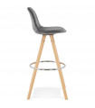 Tabouret de bar design gris en tissu et bois Darna
