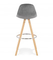 Tabouret de bar design gris en tissu et bois Darna