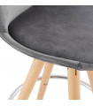 Tabouret de bar design gris en tissu et bois Darna
