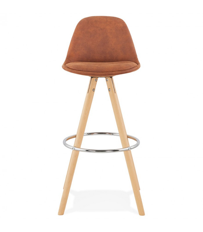 Tabouret de bar design marron en tissu et bois Adagio