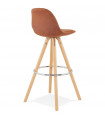Tabouret de bar design marron en tissu et bois Adagio