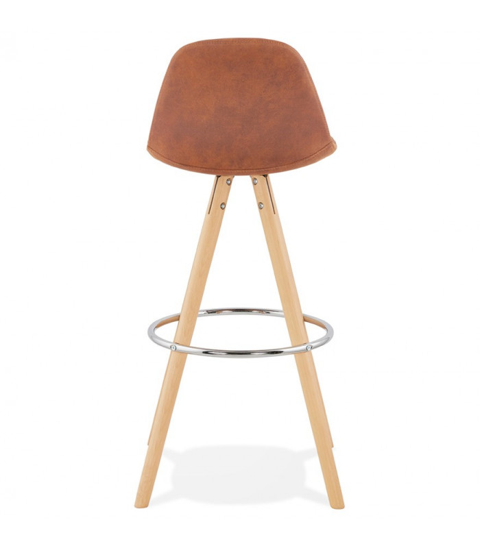Tabouret de bar design marron en tissu et bois Adagio