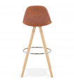Tabouret de bar design marron en tissu et bois Adagio