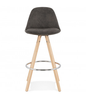 Tabouret de bar design gris foncé en tissu et bois Adagio Mini 65