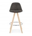 Tabouret de bar design gris foncé en tissu et bois Adagio Mini 65
