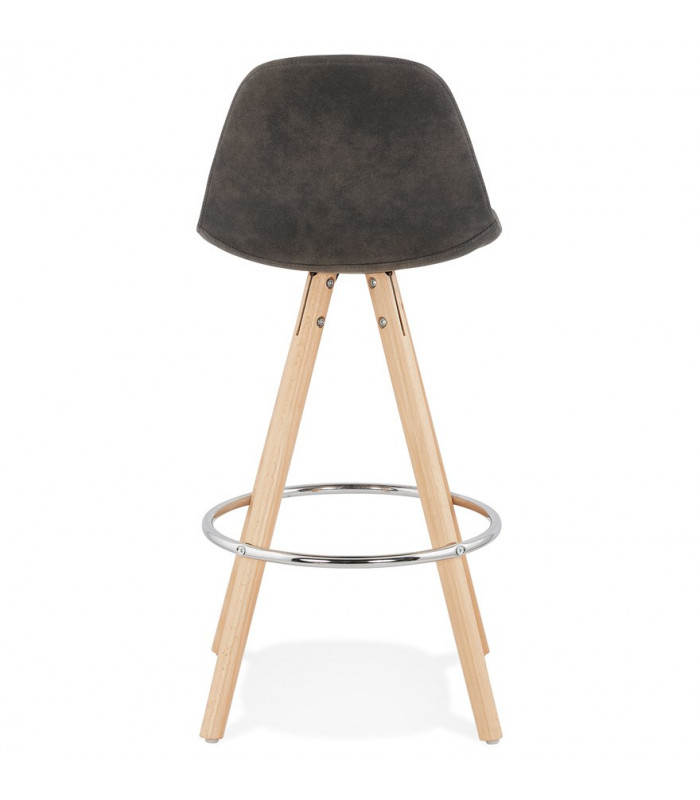 Tabouret de bar design gris foncé en tissu et bois Adagio Mini 65