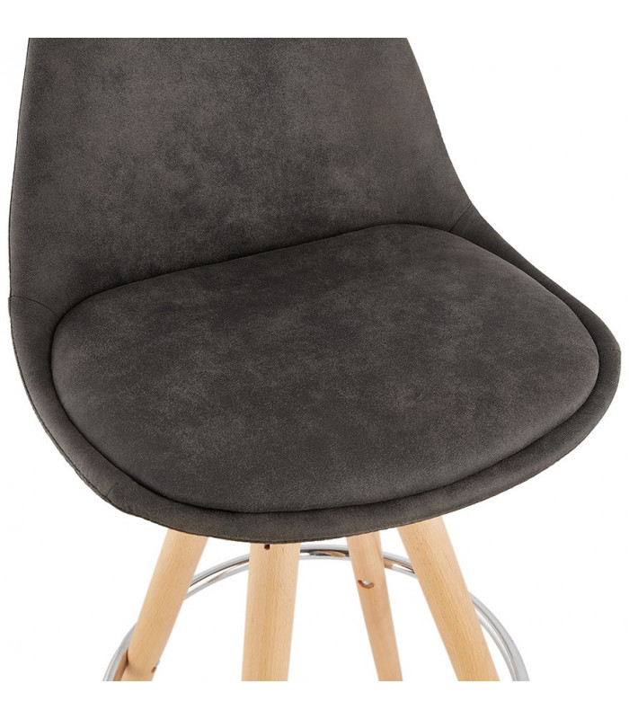 Tabouret de bar design gris foncé en tissu et bois Adagio Mini 65