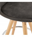 Tabouret de bar design gris foncé en tissu et bois Adagio Mini 65