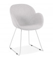 Fauteuil design gris clair en tissu Ortona