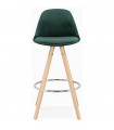 Tabouret de bar design vert en tissu et bois Darna Mini 65