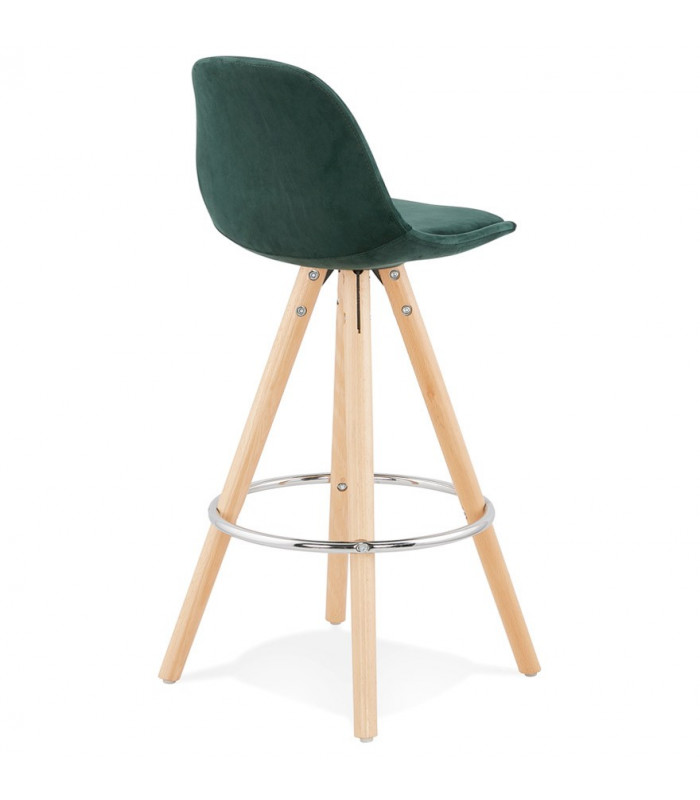 Tabouret de bar design vert en tissu et bois Darna Mini 65