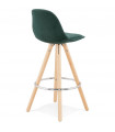 Tabouret de bar design vert en tissu et bois Darna Mini 65