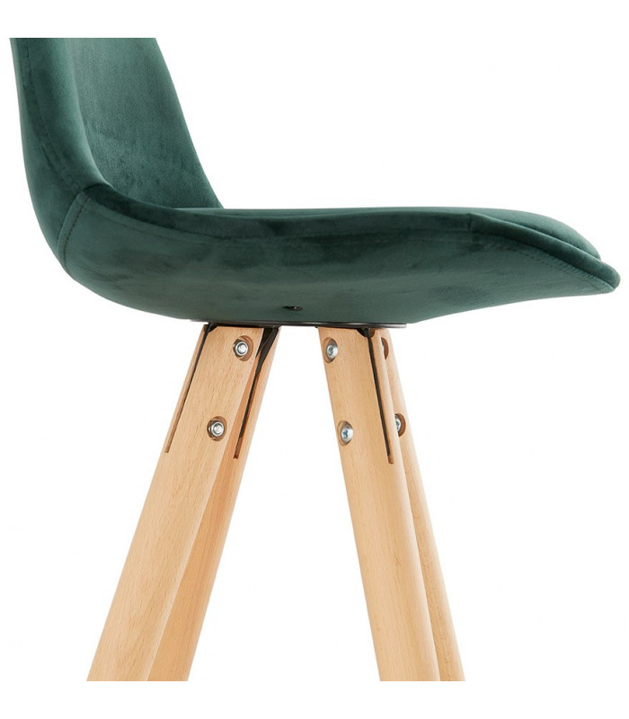 Tabouret de bar design vert en tissu et bois Darna Mini 65