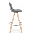 Tabouret de bar design gris en tissu et bois Darna Mini 65