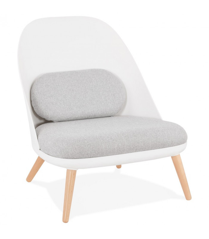 Fauteuil design blanc en plastique et tissu Evie