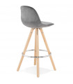 Tabouret de bar design gris en tissu et bois Darna Mini 65