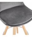 Tabouret de bar design gris en tissu et bois Darna Mini 65