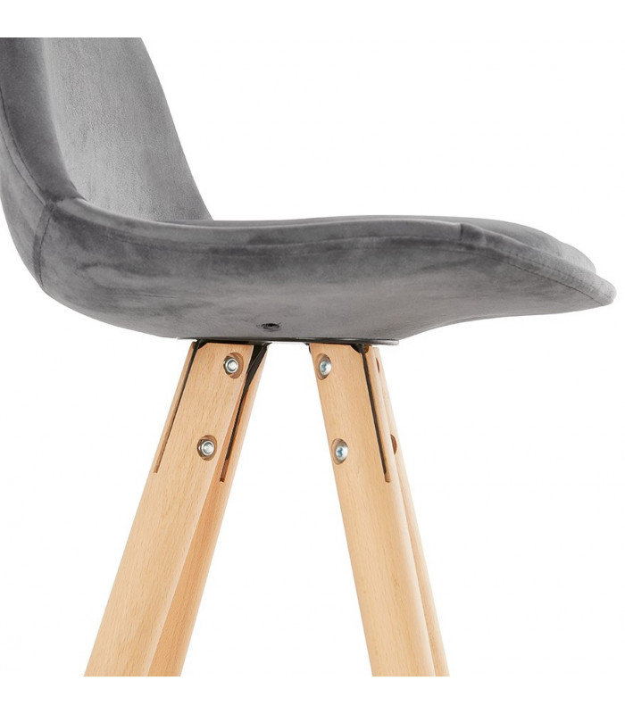 Tabouret de bar design gris en tissu et bois Darna Mini 65