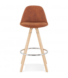 Tabouret de bar design marron en tissu et bois Adagio Mini 65