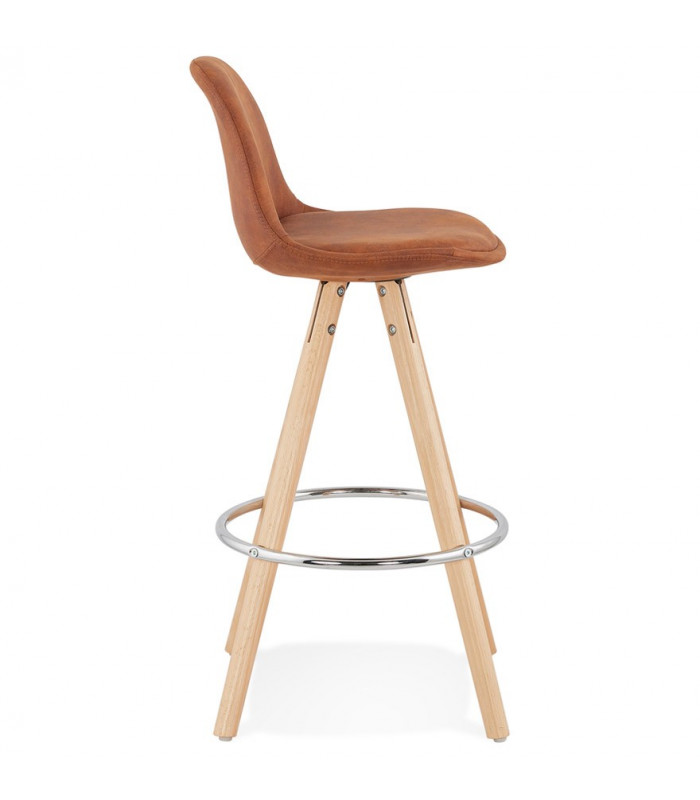 Tabouret de bar design marron en tissu et bois Adagio Mini 65
