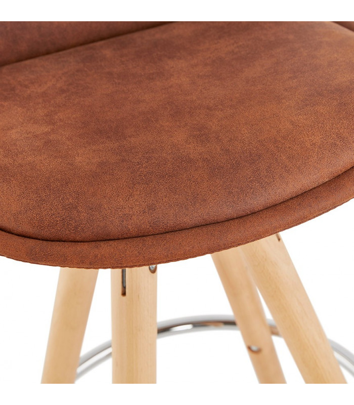 Tabouret de bar design marron en tissu et bois Adagio Mini 65