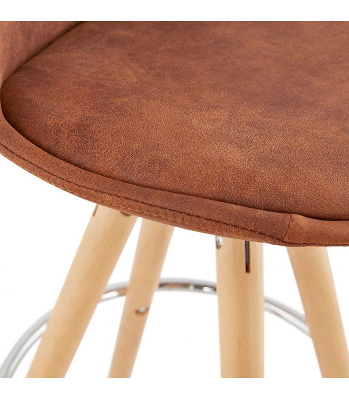 Tabouret de bar design marron en tissu et bois Adagio Mini 65