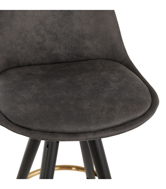 Tabouret de bar design gris foncé en tissu et bois Ayres