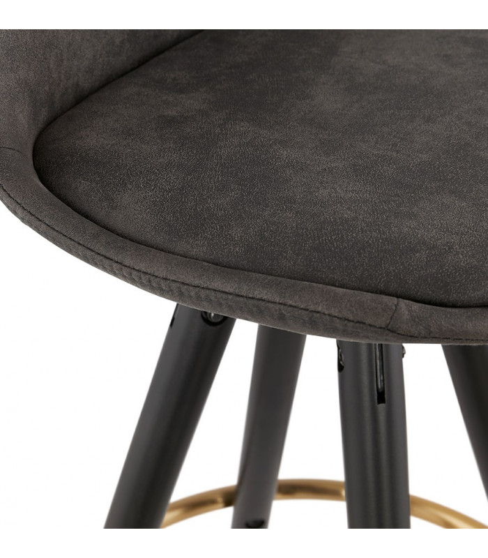 Tabouret de bar design gris foncé en tissu et bois Ayres