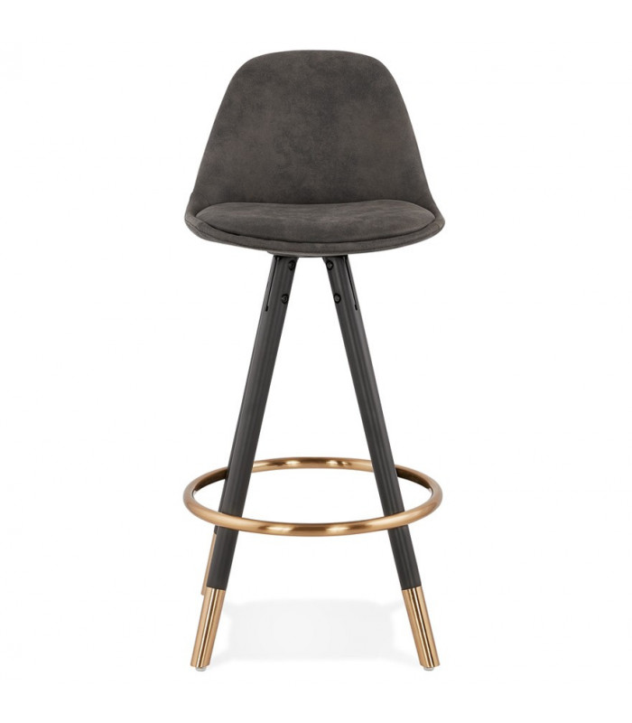 Tabouret de bar design gris foncé en tissu et bois Ayres Mini