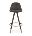 Tabouret de bar design gris foncé en tissu et bois Ayres Mini