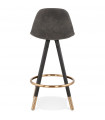 Tabouret de bar design gris foncé en tissu et bois Ayres Mini