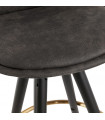 Tabouret de bar design gris foncé en tissu et bois Ayres Mini