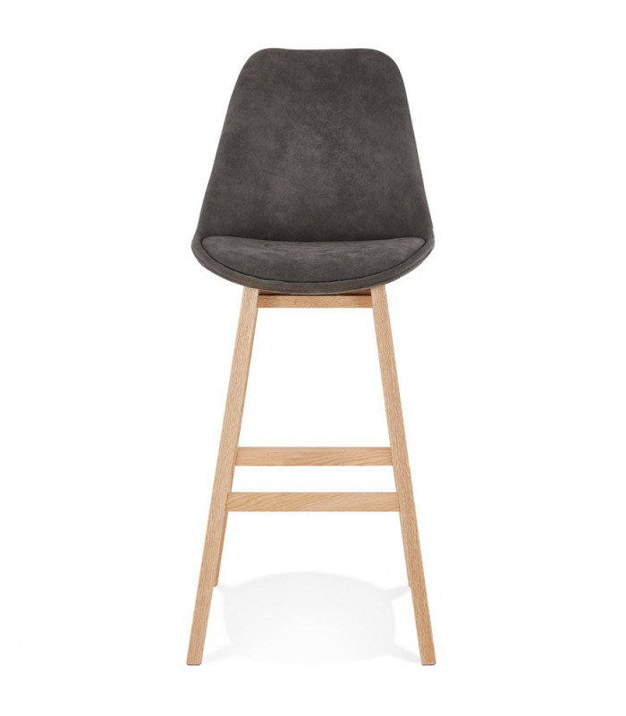 Tabouret de bar design gris foncé en tissu et bois Nya