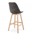 Tabouret de bar design gris foncé en tissu et bois Nya