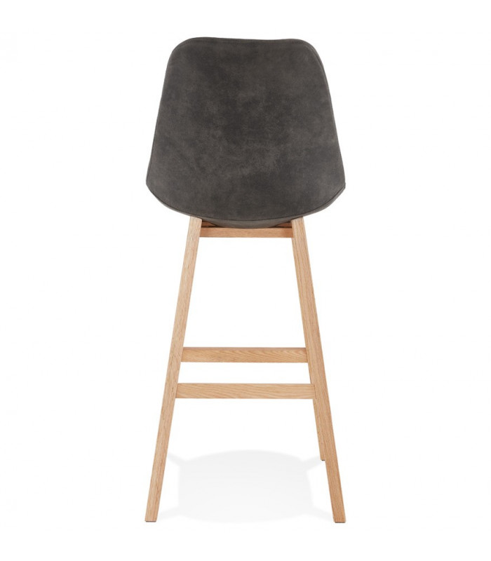Tabouret de bar design gris foncé en tissu et bois Nya