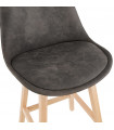 Tabouret de bar design gris foncé en tissu et bois Nya