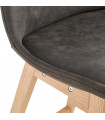 Tabouret de bar design gris foncé en tissu et bois Nya