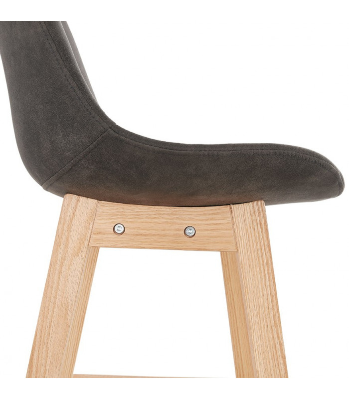 Tabouret de bar design gris foncé en tissu et bois Nya