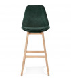 Tabouret de bar design vert en tissu et bois Alvah