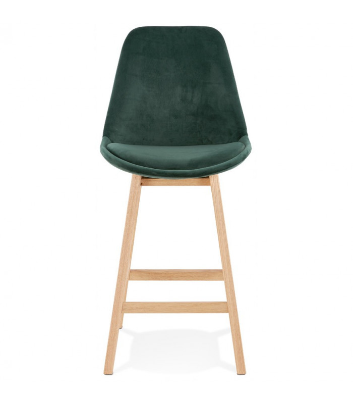 Tabouret de bar design vert en tissu et bois Alvah Mini