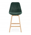 Tabouret de bar design vert en tissu et bois Alvah Mini