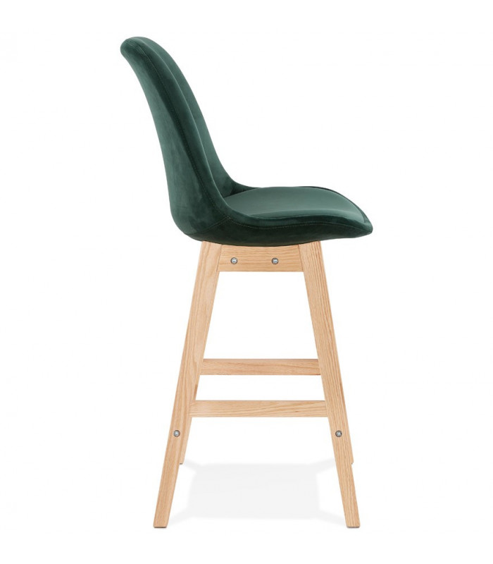 Tabouret de bar design vert en tissu et bois Alvah Mini