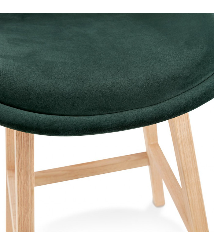 Tabouret de bar design vert en tissu et bois Alvah Mini