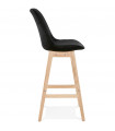 Tabouret de bar design noir en tissu et bois Alvah