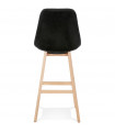 Tabouret de bar design noir en tissu et bois Alvah