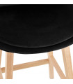 Tabouret de bar design noir en tissu et bois Alvah
