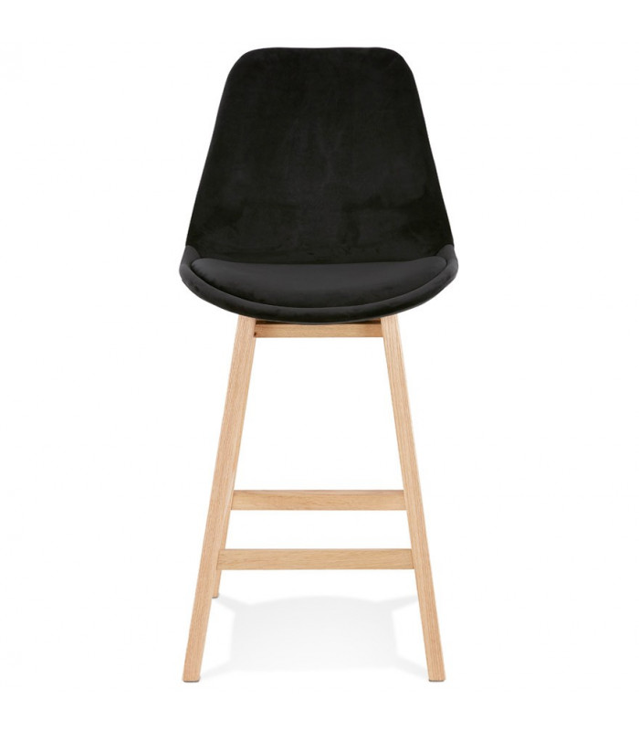 Tabouret de bar design noir en tissu et bois Alvah Mini