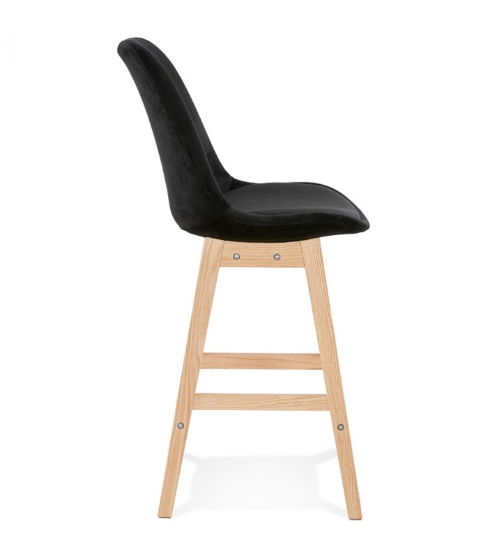 Tabouret de bar design noir en tissu et bois Alvah Mini