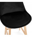 Tabouret de bar design noir en tissu et bois Alvah Mini