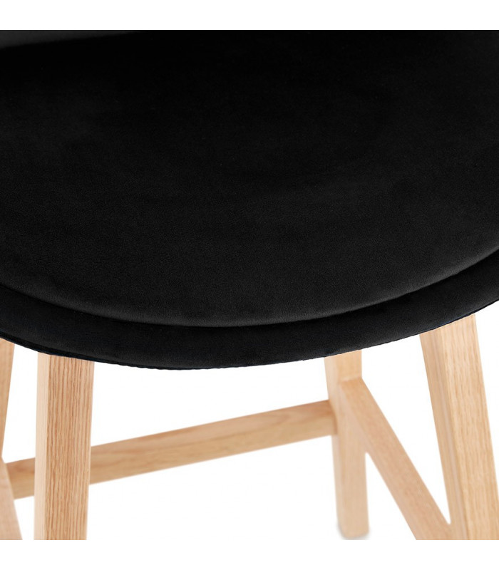 Tabouret de bar design noir en tissu et bois Alvah Mini
